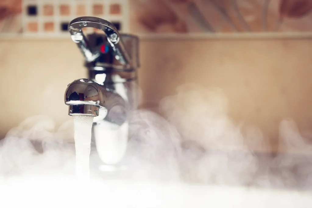 Steaming water flowing from a sink faucet in Twin Falls, ID, highlighting the importance of a reliable water heater for home hot water.