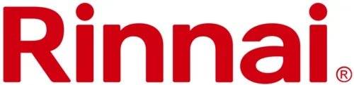 The Rinnai logo appears in bold red letters on a clean white background, representing trusted equipment at Magic Electric, Plumbing, Heating & Air.