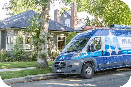 Magic van in front of house